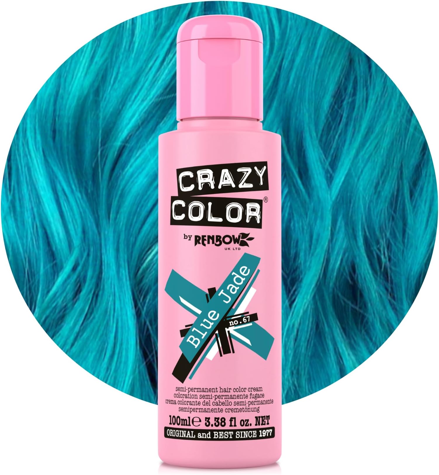Vibrant Blue Jade Semi-Permanent Hair Dye. Highly Pigmented Teal Aquamarine Conditioning & Oil Nourishing Vegan Formula | No Bleach or Ammonia | 100ml