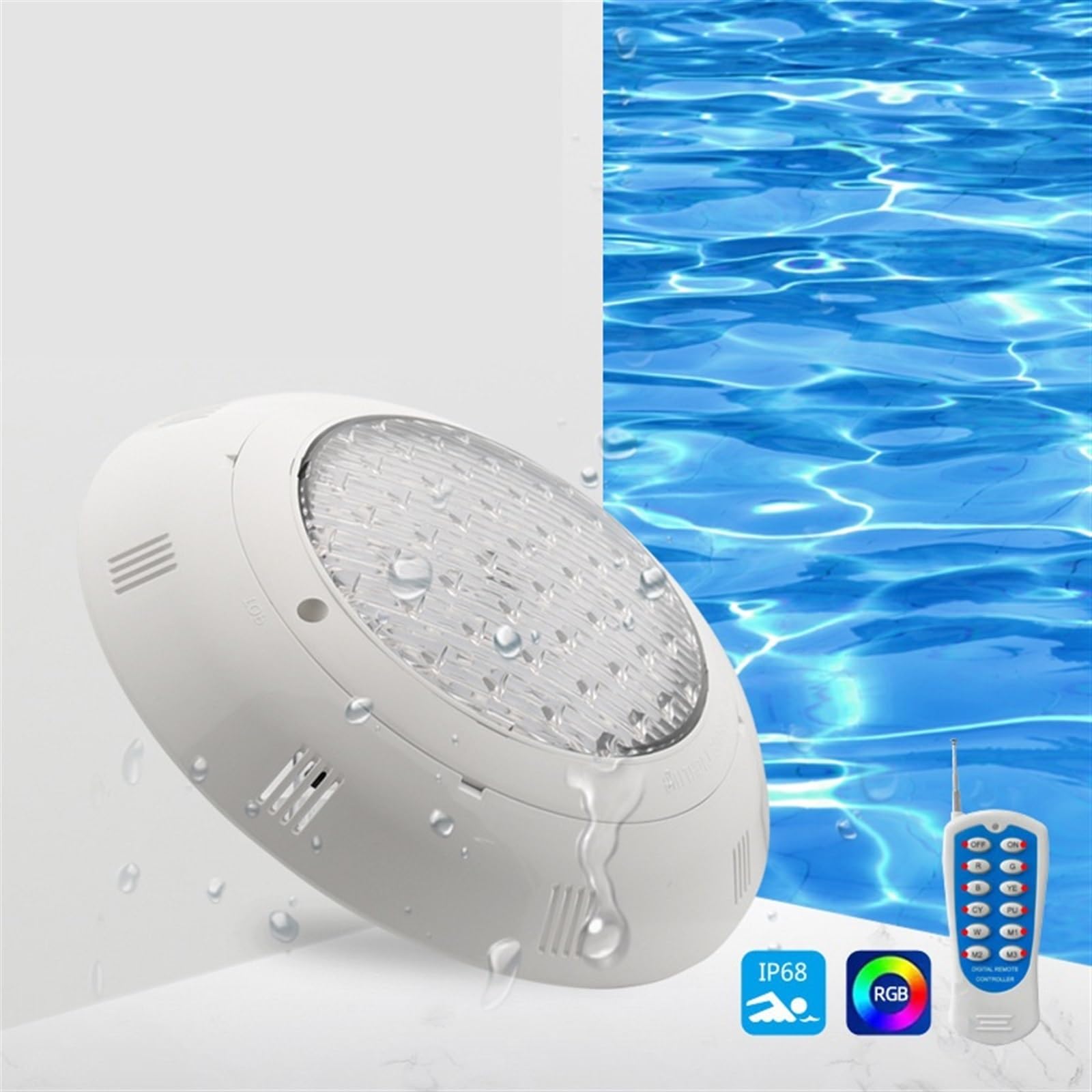 35W montowana na ścianie lampa do basenu lampa do basenu kolorowa bezprzewodowa lampa podwodna RGB ze zdalnym sterowaniem,TrwałE I DłUgotrwałE(Warm White,25W)