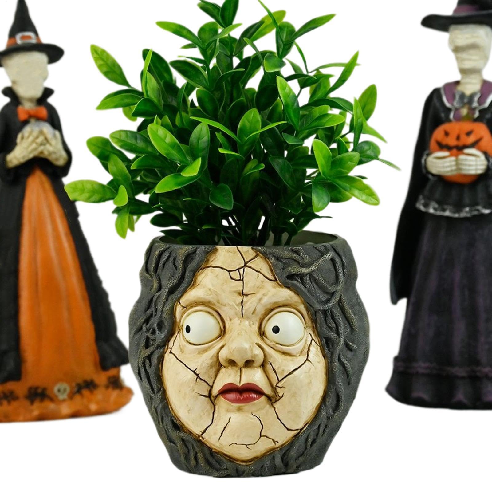Vase visage abstrait en résine Teksome et jardinière tête déco maison