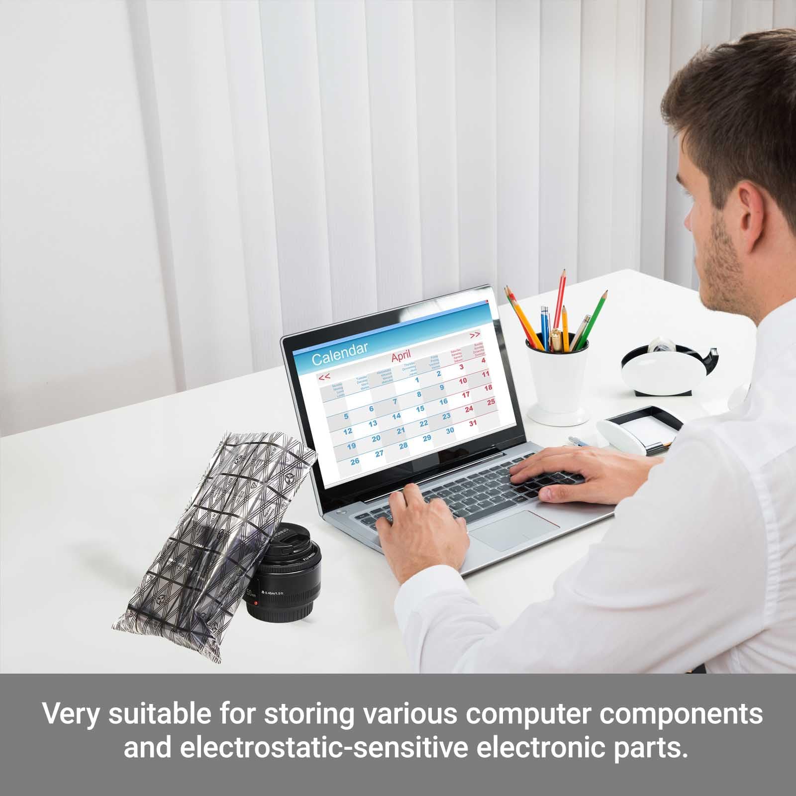Buste antistatiche schermate 16 pezzi 40x30cm riutilizzabili per componenti elettronici sensibili come hard disk, schede madri, CPU, GPU, RAM, ideali per archiviazione e trasporto sicuro