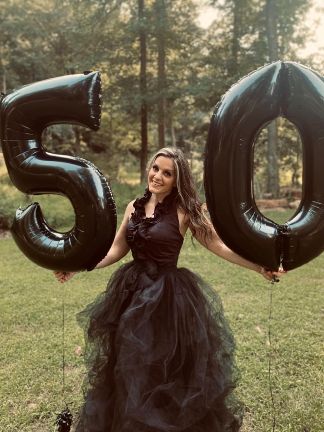 Qmker Wedding Planning Women's Long Maxi Tulle Special Occasion Bustle Night Out Black Skirt - Image 2