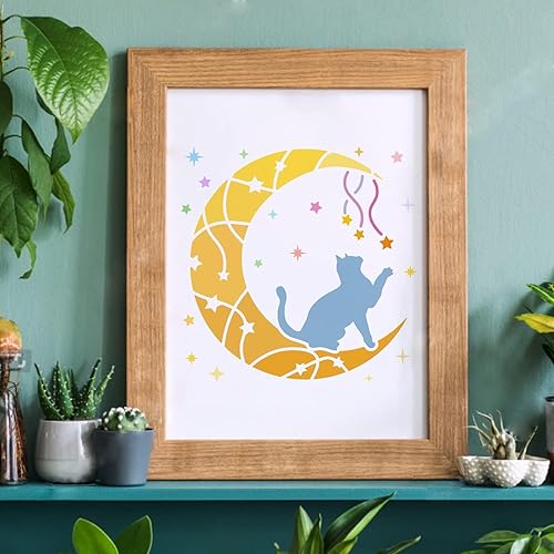 Miniatura 4 de FINGERINSPIRE 16 plantillas de gato de 7.8 x 7.8 pulgadas, juego de pintura de dibujo de mariposa de gato, plantilla de letras de gato, plantillas