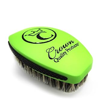 Crown Quality Products 360 Sport Wave Caesar 2.0 Boar Bristle Hairbrush, Medium, Medium Green/Black - Non-Slip Grip, Waterproof Design