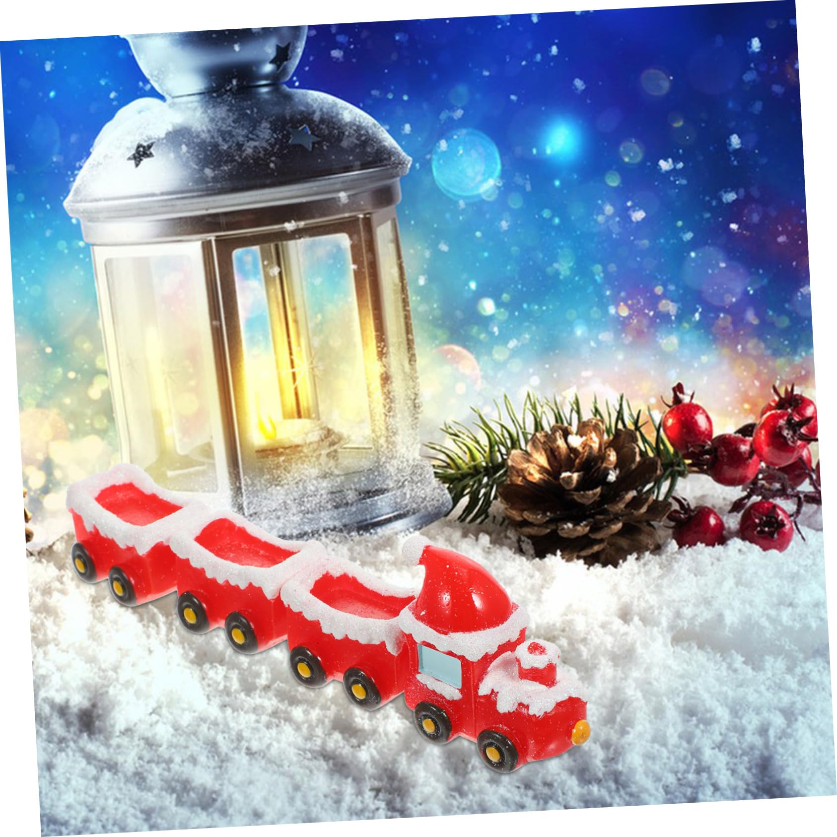 4 Set Di Ornamenti Per Treni Di Natale Scene Di Villaggio Natalizio Decorazioni Natalizie Statuette Accessori Decorazioni Natalizie Per Case Di Bambole In Miniatura Cervi