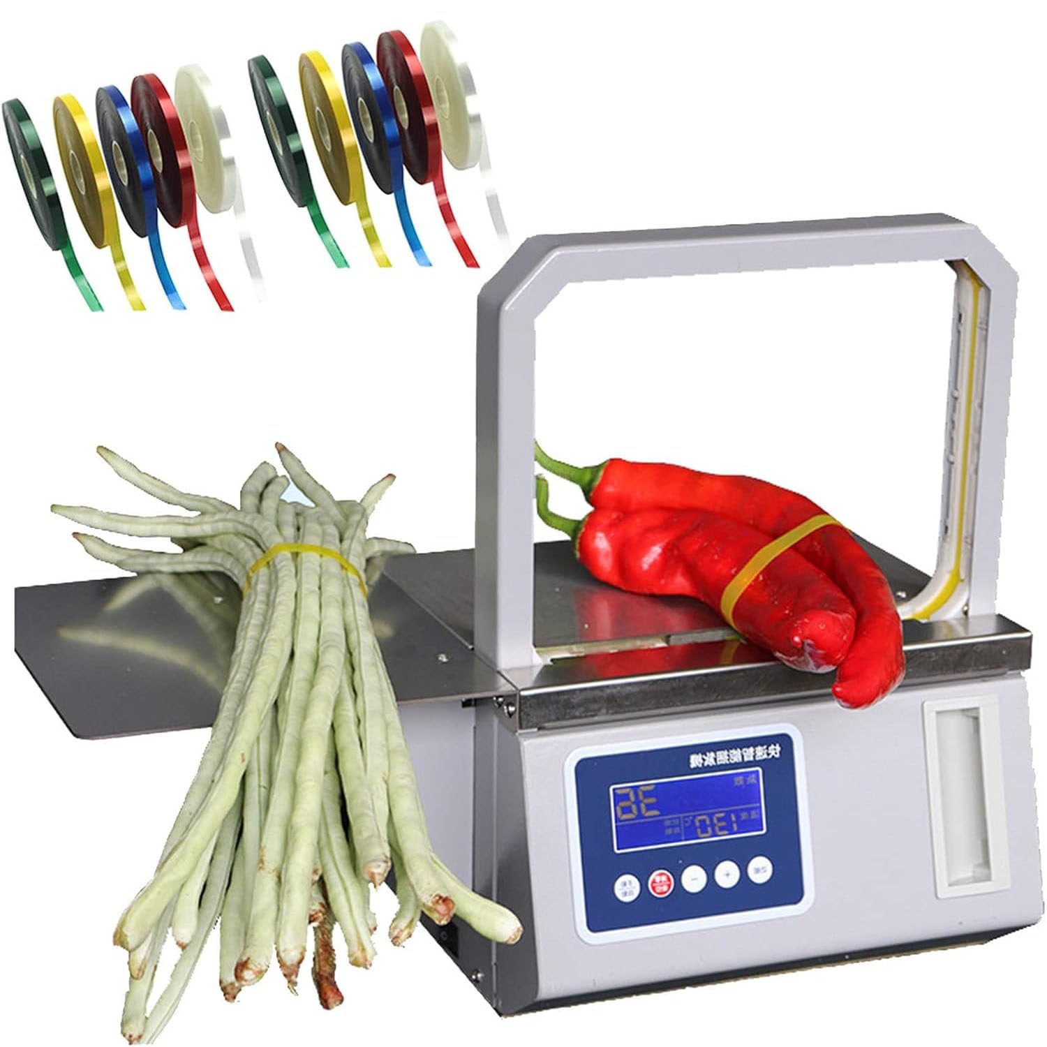 AYCDL Intelligent Induction Fast Binding Machine Supermarket Vegetable Strapping Machine Fast Binding Two Working Modes, with Count