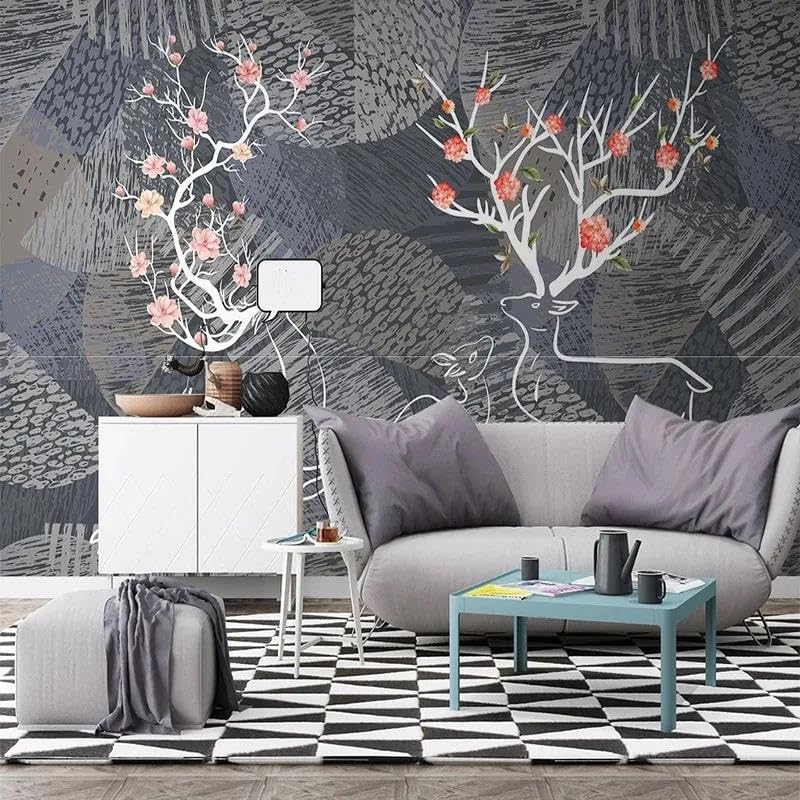 Papier peint 3d salon moderne avec motif animal pour fond de chambre apaisant