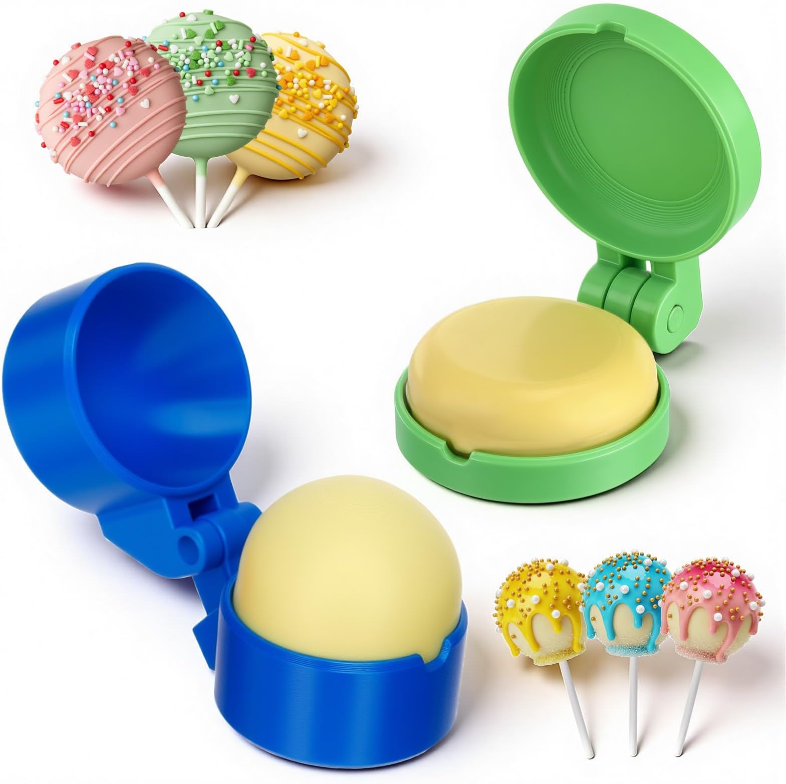 2 Pcs Mini Round and Disc Cake Pop Mold Shapes Press Set, Small Sphere and Disc Cake Pop Cutter and Pusher, Baking Tools Accessories for Home Baking, Birthday Parties, Wedding Desserts