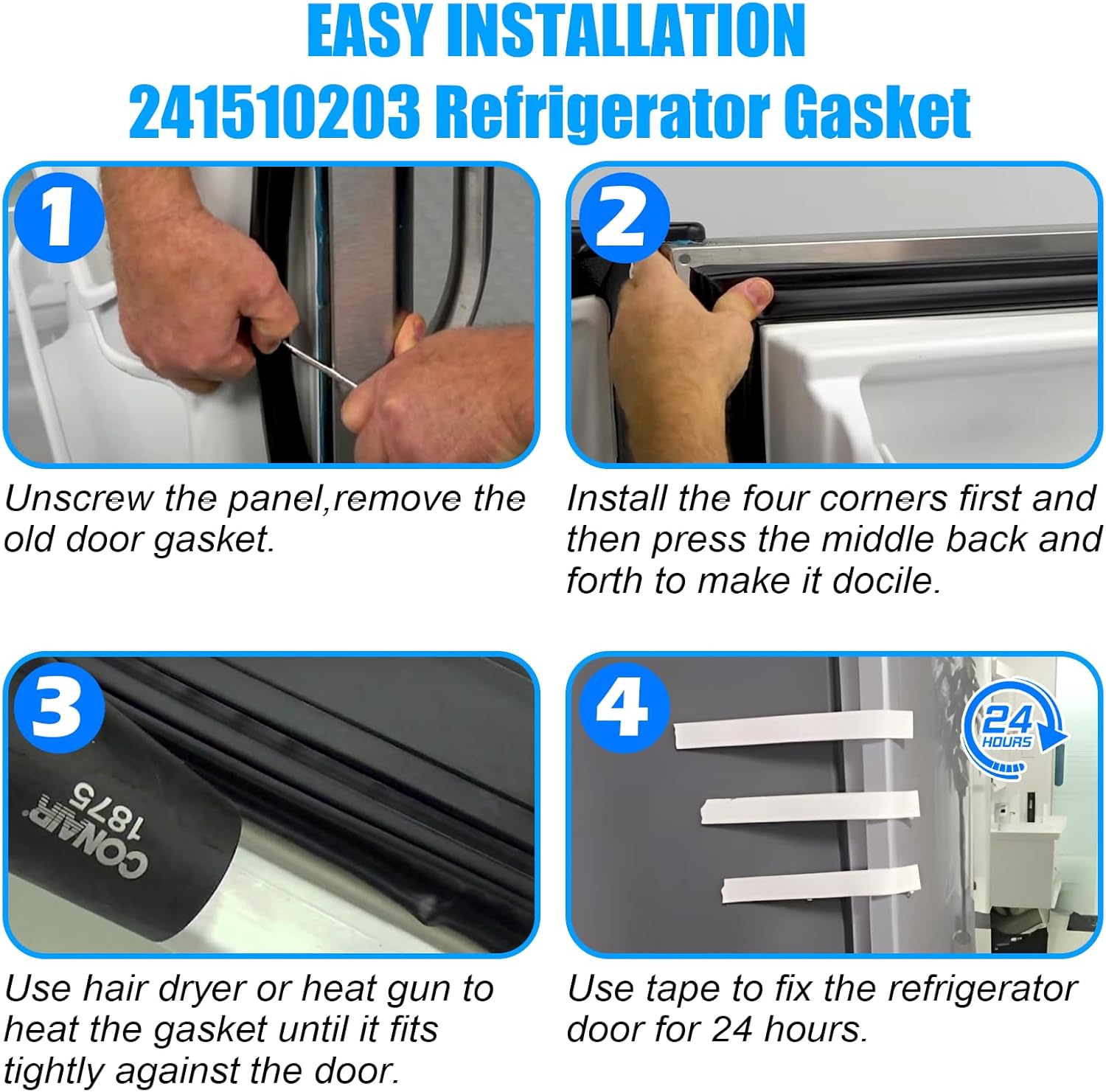 Upgraded 241510203 241510207 Refrigerator Door Gasket Compatible with Frigidaire Refrigerator Door Seal 241510205 Kenmore Refrigerator Door Gasket FGHC2331PFCA FGHC2331PFAA FGSC2335TF Fridge Door Seal