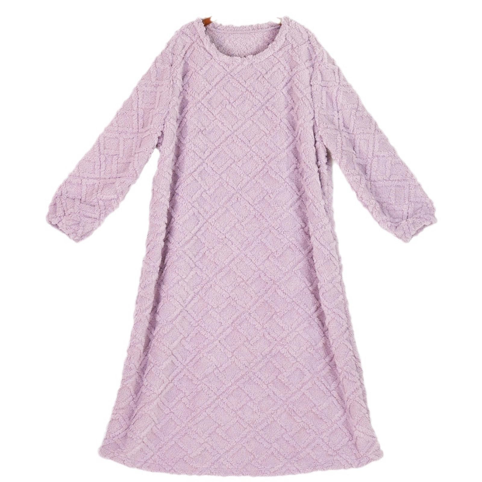 Pigiami da Donna Long Boungewear Comodo Cotone da Notte in Cotone Donna Autunno E Inverno Comodi Pigiami da Donna Calda-viola-2xl