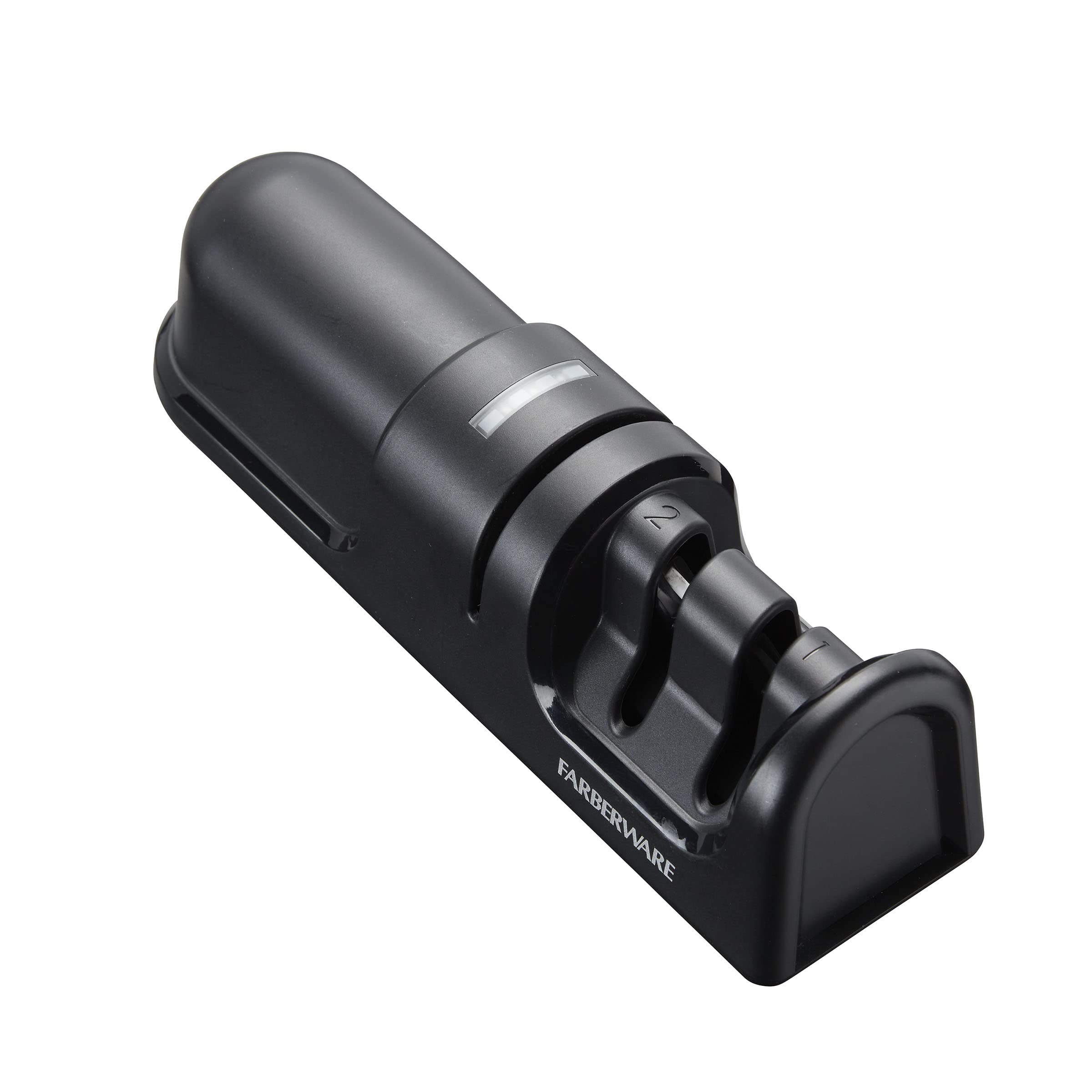 Farberware Two-Stage SmartSharp Knife Sharpener, Easy-to-Use Nonslip Sharpener with Color Changing LED Light Indicator, Knife Sharpening System to Polish, Sharpen and Repair Kitchen Knives, Black