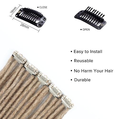 Miniatura 8 de Kyriena Extensiones de rastas bohemias con clip, 4 extensiones de rastas rizadas con caja trenzada, extensiones de rastas sintéticas onduladas