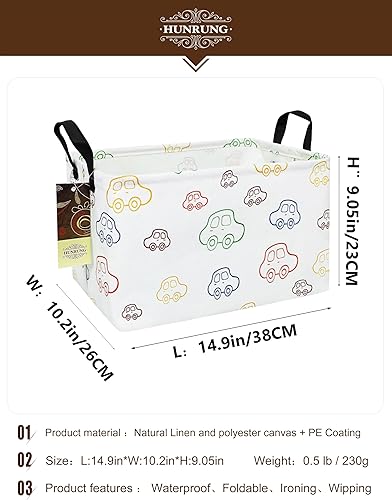 Miniatura 235 de HUNRUNG Cesta rectangular de almacenamiento de lona, bonita cesta organizadora de lona para mascotas, juguetes de niños, libros, ropa, perfecta