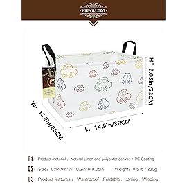 HUNRUNG Rectangle Storage Basket Cute Canvas Organizer Bin for Pet/Children Toys, Books, Clothes Perfect for Rooms/Playroom(REC-Car)