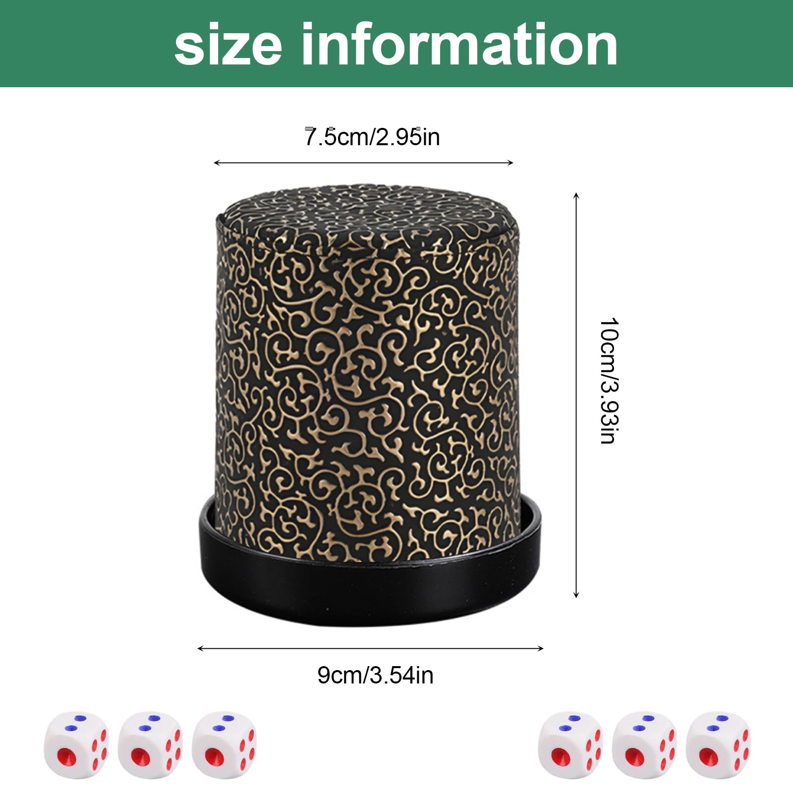 Jortmrd Leather Dice Cup with Lid, Quiet Dice Shaker for Kniffel/Yahtzee, Includes 6 Dice, Premium Leather Dice Tower - Image 2