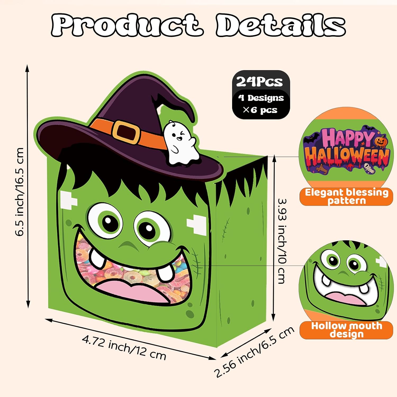 24PCS Halloween Treat Boxes, 4.7 × 6.5" Halloween Gifts Box Bulk