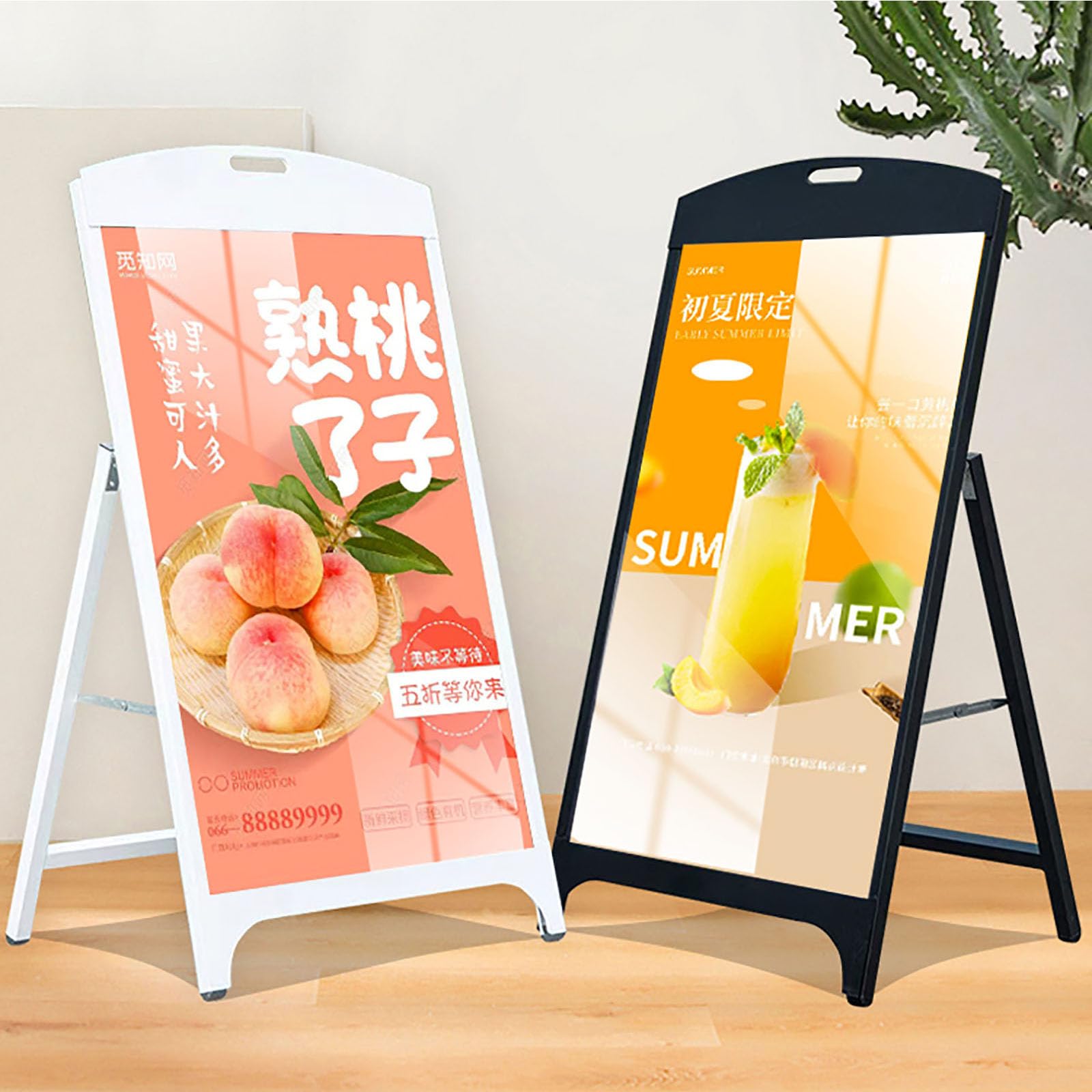 Tablero para carteles de pavimento al aire libre, 60 x 90 cm, marco A, soporte para carteles, soporte para carteles publicitarios, tableros de metal de acero recubierto resistente a la intemperie,