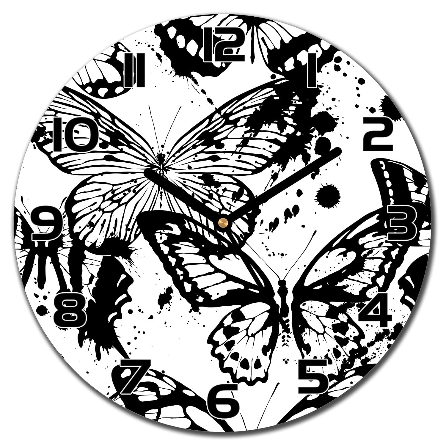Horloge aiguilles noires en verre trempé 30 cm Coloray