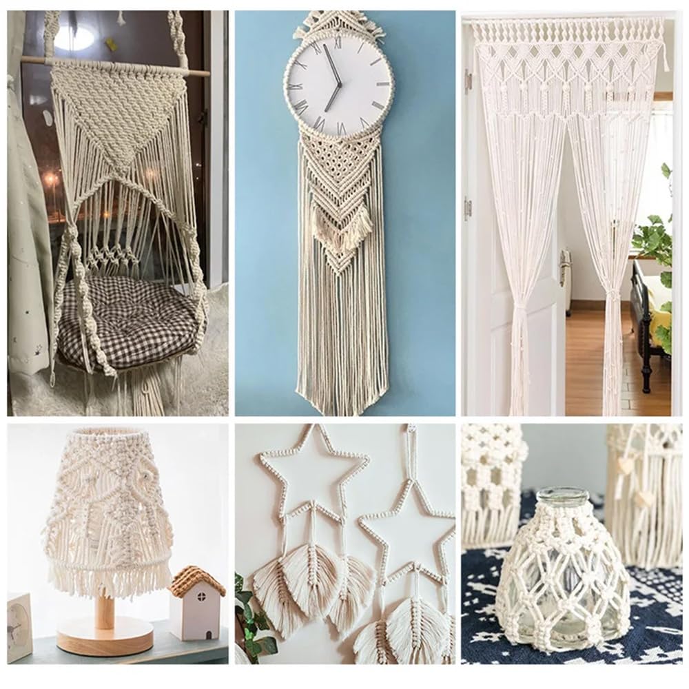 trabag Macrame Yarn 1 mm x 450 m - 100% Cotton, Beige, Cord for DIY Crafts Wall Hanging, Gardening, Dream Catcher, Wedding Decorations - Image 3