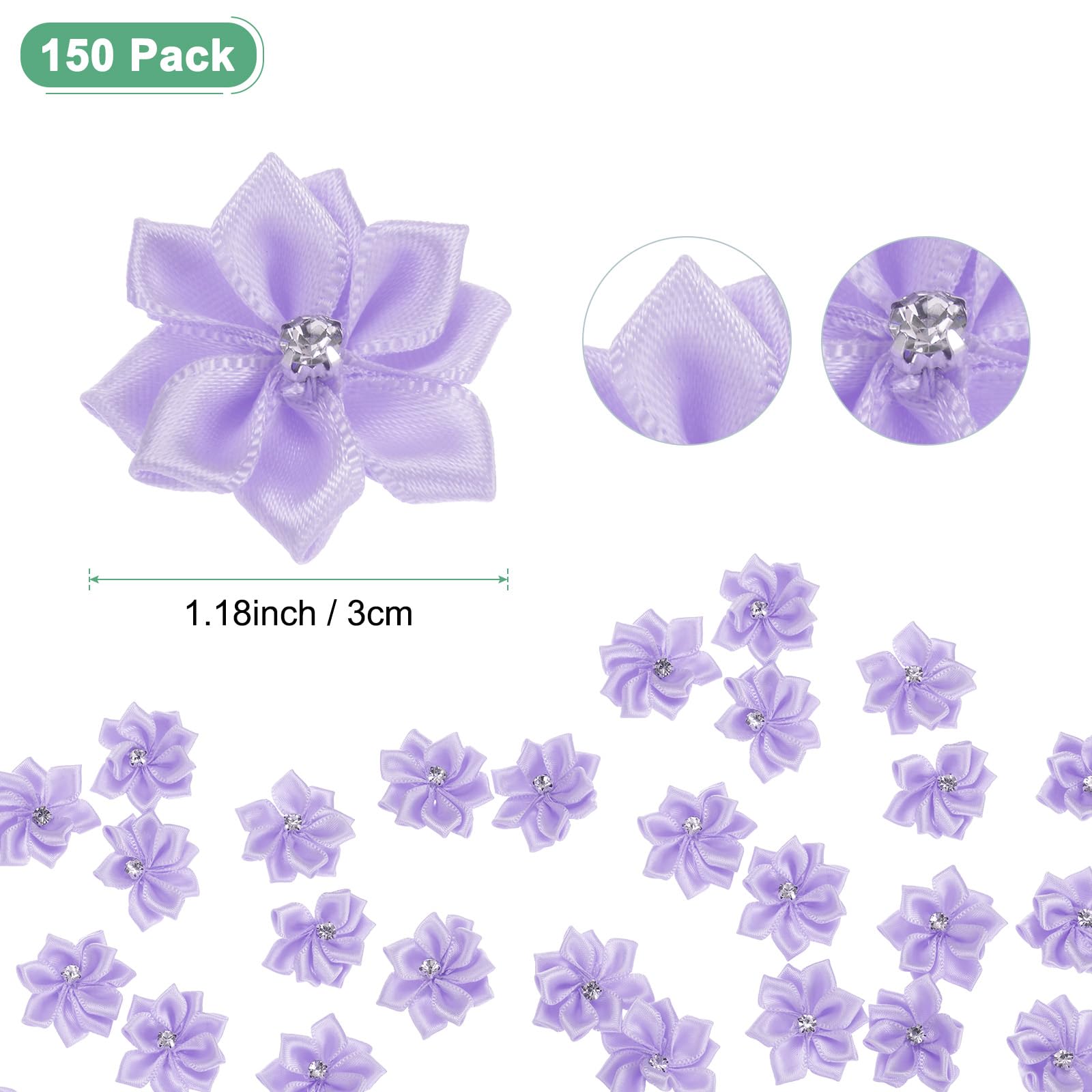 M METERXITY 150-pack Satin Ribbon Flowers - Image 3