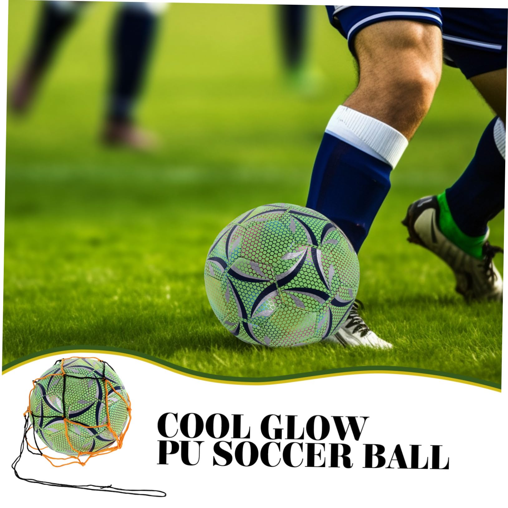 SUPVOX Balón de Inflar de de Fluorescente Desgaste Fútbol Resistente PU Fácil Adecuado para Fútbol Sala Jugar Dentro Casa