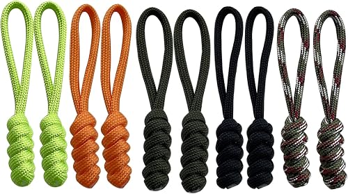 Zipper Pull Charm 3" Handmade Lanyards Keychain Backpack Lanyards Pull Hand Woven Pull Cord Zipper Paracord Pull Tab 10 Set(5 Colors)
