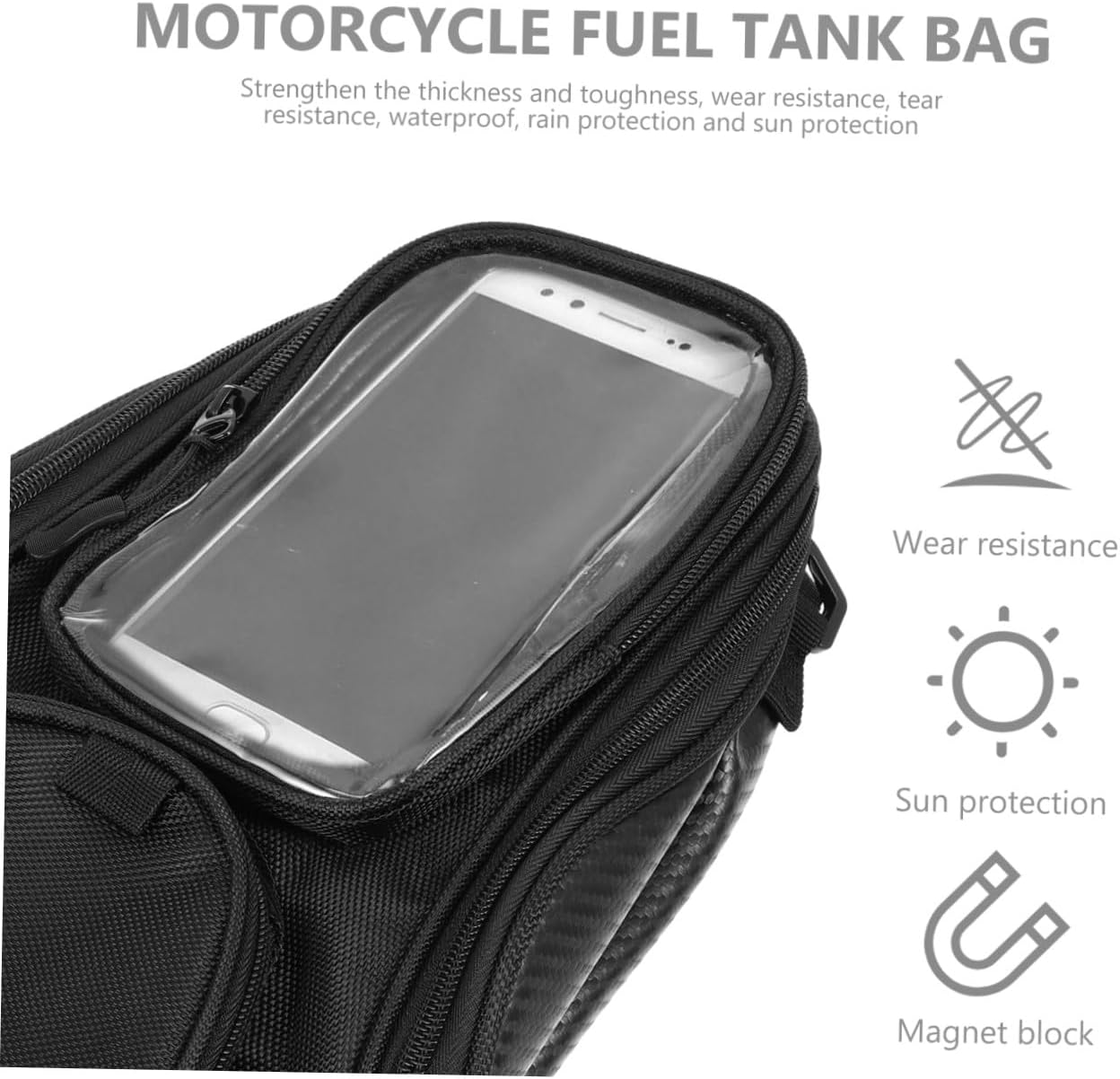 Magnetic Motorcycle Tank Bag Waterproof Motorbike Pouch Outdoor Riding Fuel Tank Tool Storage Compatible with Motorcycles