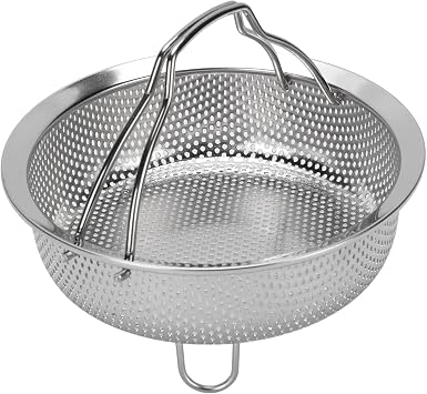 304 Stainless Steel Steam Basket, Colander Insert with Foldable Handle for Electric Rice Cooker Pot Medium