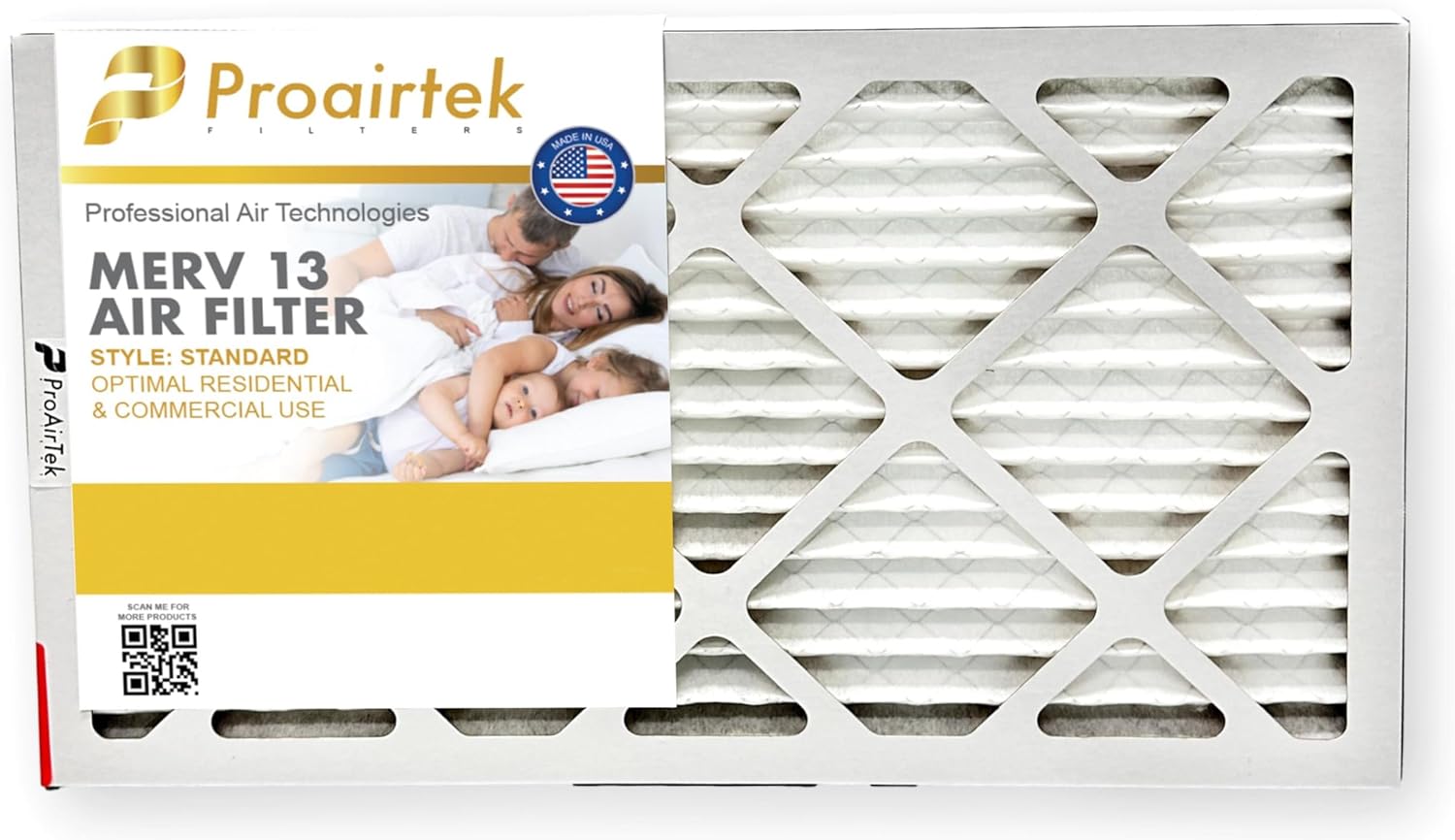 Proairtek AF12201M13SWH Model 12x20x1 Pack of 4 Air Filters, MERV 13; Ideal for Anyone Wanting Clean, Crisp Air in Their Home