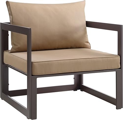 Vista 28 de Modway Fortuna otomana de aluminio para patio al aire libre, color blanco y gris