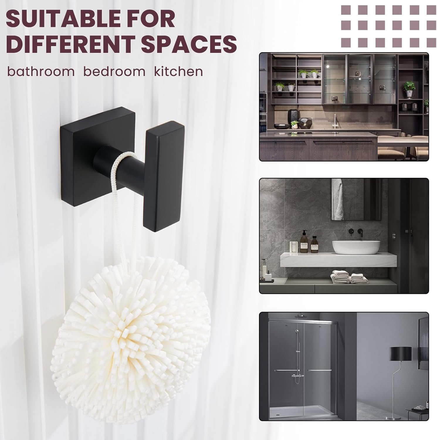 Toilet Paper Holder Bundle with Robe Hook (Matte Black)