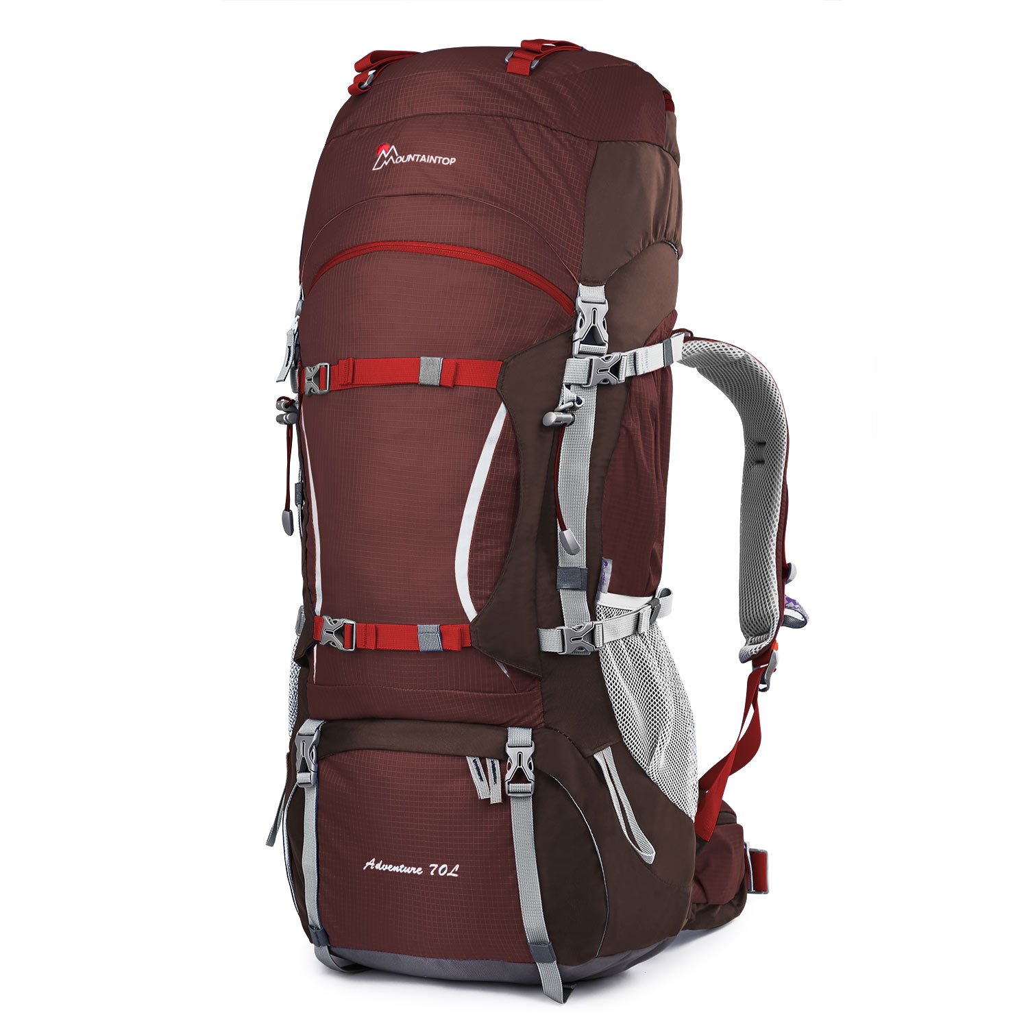 MOUNTAINTOP 70L/75L Internal Frame Hiking Backpack for Men Women with Rain Cover