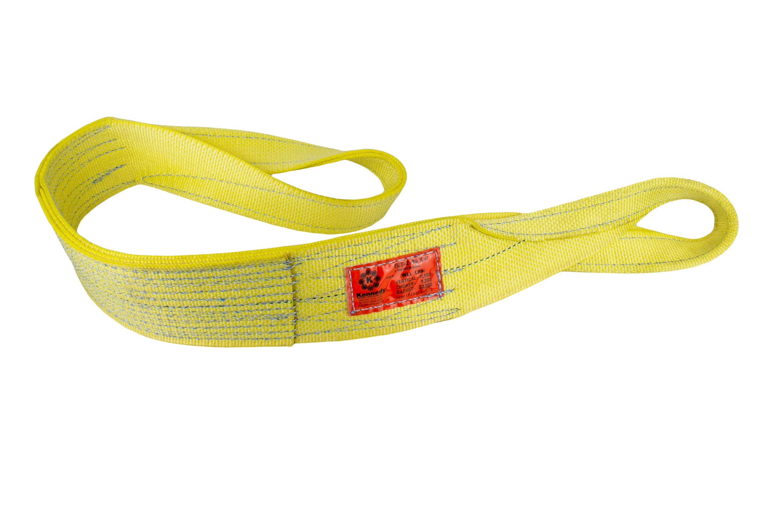 Kennedy Wire Rope & Sling Company 4inches x 3' 2-Ply Twist Eye Polyester Lifting Sling (Various Sizes in Listing) Made in The USA