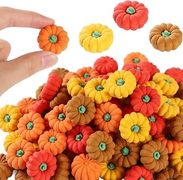 44Pcs 3D Pumpkin Erasers Bulk, Halloween Fall Mini Erasers for Student Classroom Prizes, Game Reward,Treasure Box,Trick or Treats, Goody Bag Filler,Party Favors 44PCS