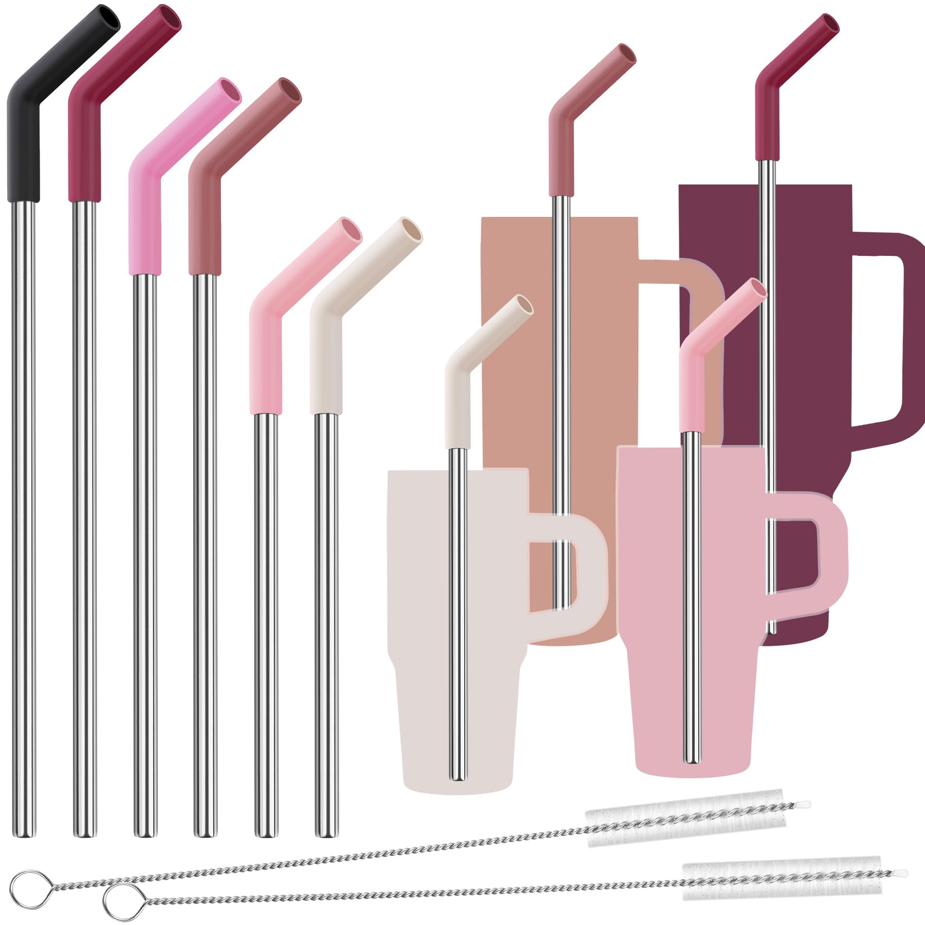 Photo 1 of Tomorotec 6-Pack Stainless Steel Reusable Straws with Silicone Tip
