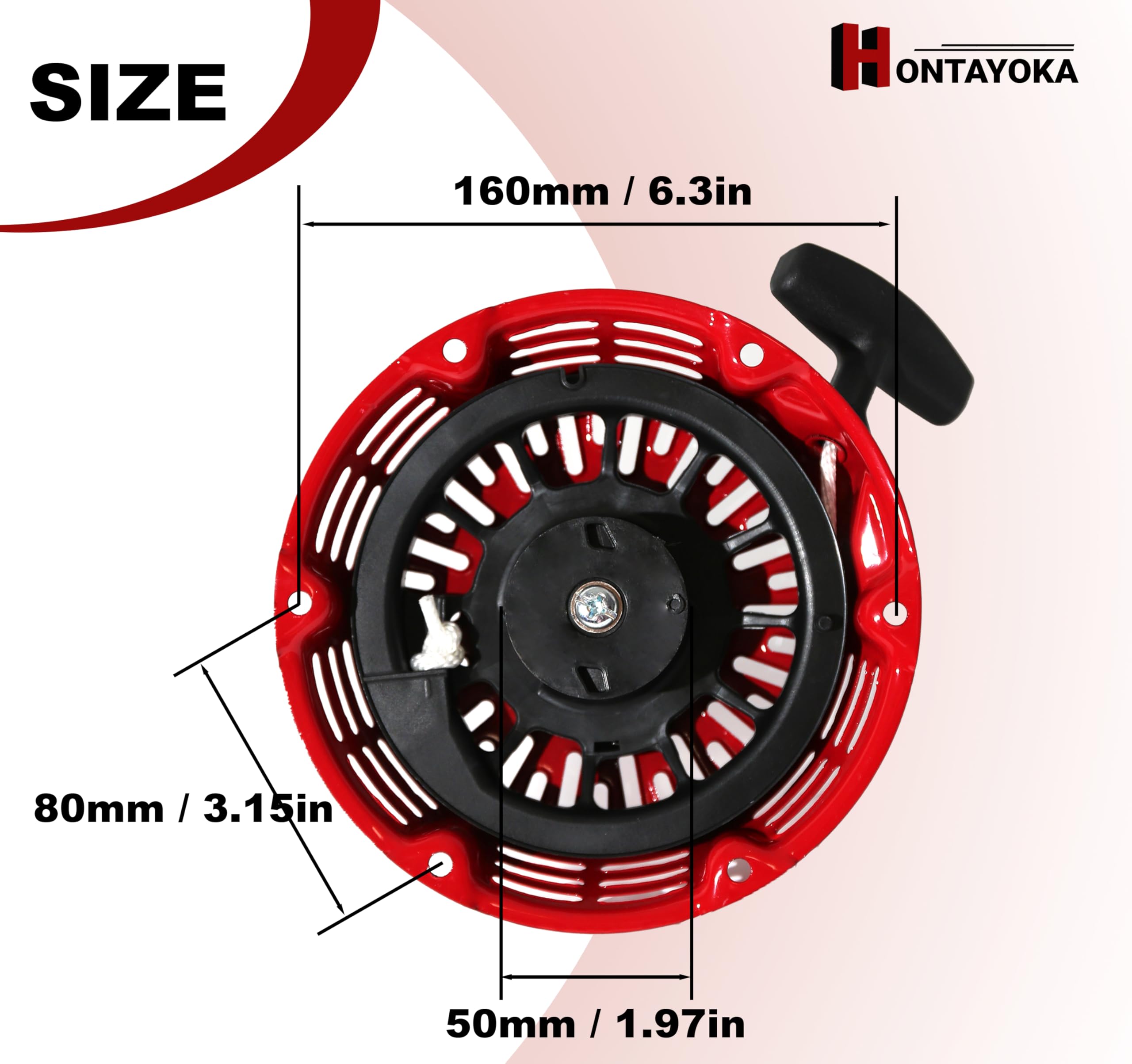 HONTAYOKA GX160 Pull Start Assembly for Honda GX120 GX200 Recoil Starter (Curved Steel Rod Pawls) Generator Engine Red Replacement Parts 28400-Z4M-306ZB 27400-Z1T-702