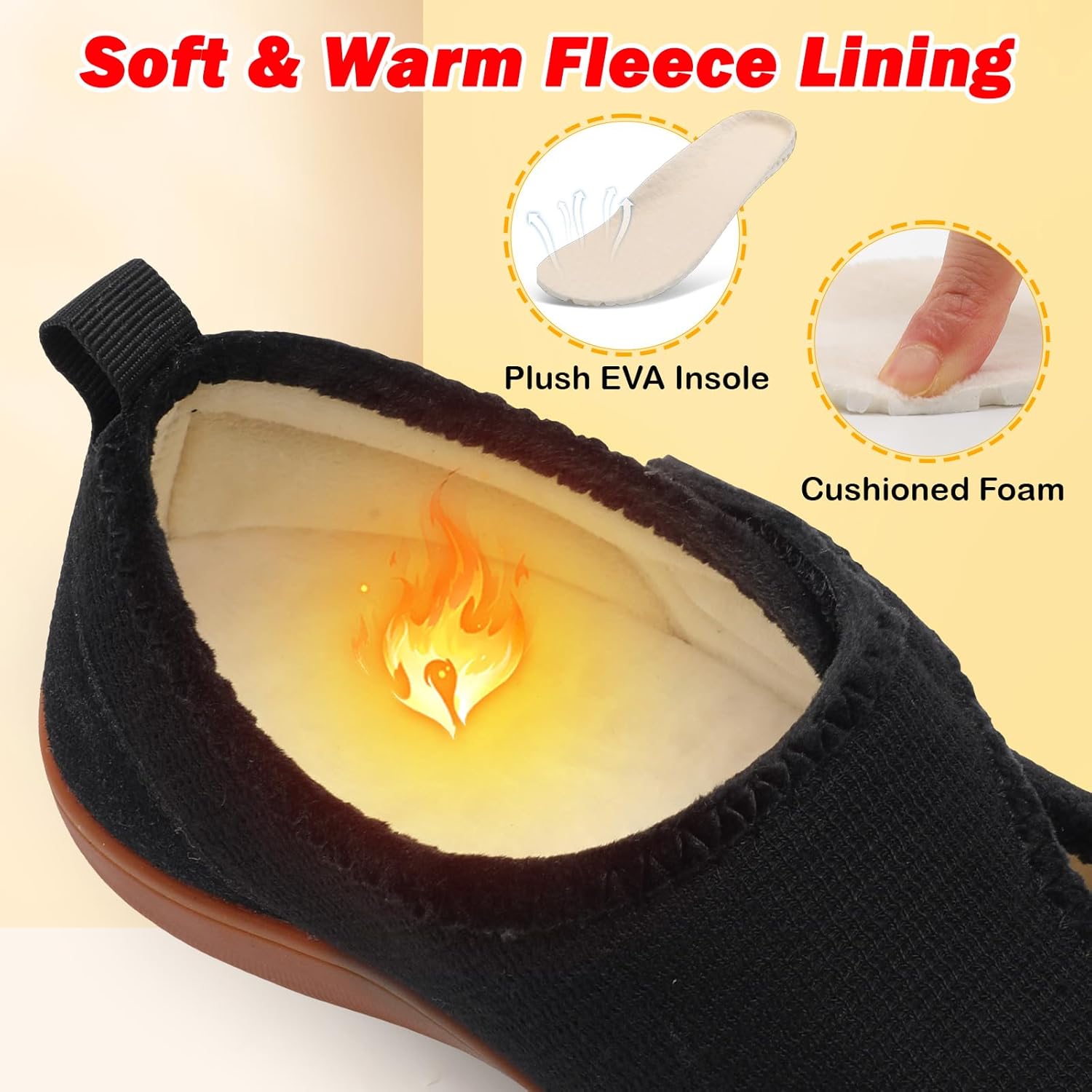 L-RUN Womens Slippers Wide Toe Box Barefoot Diabetic Shoes Women Ladies Winter House Shoes for Indoor and Outdoor - Image 5