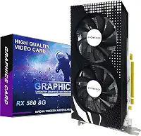 Placa de vídeo Radeon RX 580 de 8 GB, placa de vídeo AMD 256Bit 2048SP GDDR5 para jogos de PC, saída DP HDMI DVI, PCI Express 3.0 com ventilador duplo para escritório e jogos