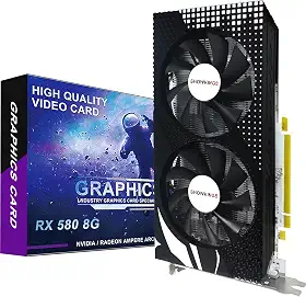 Placa de vídeo Radeon RX 580 de 8 GB, placa de vídeo AMD 256Bit 2048SP GDDR5 para jogos de PC, saída DP HDMI DVI, PCI Express 3.0 com ventilador duplo para escritório e jogos