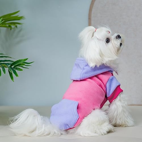 Miniatura 7 de PUPTECK Sudadera de forro polar con capucha para perro, ropa suave y cálida con capucha para perros pequeños y medianos, para otoño e invierno,