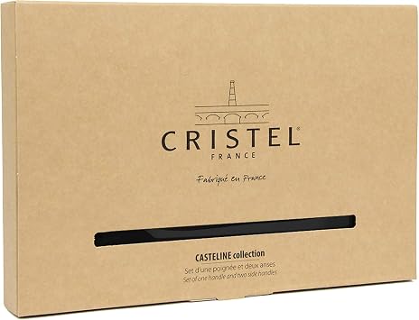 CRISTEL, Set of Detachable Handle Includes 1 Handle + 2 Side Handles, Beech Wood, Stainless Steel Mechanism, Casteline Collection