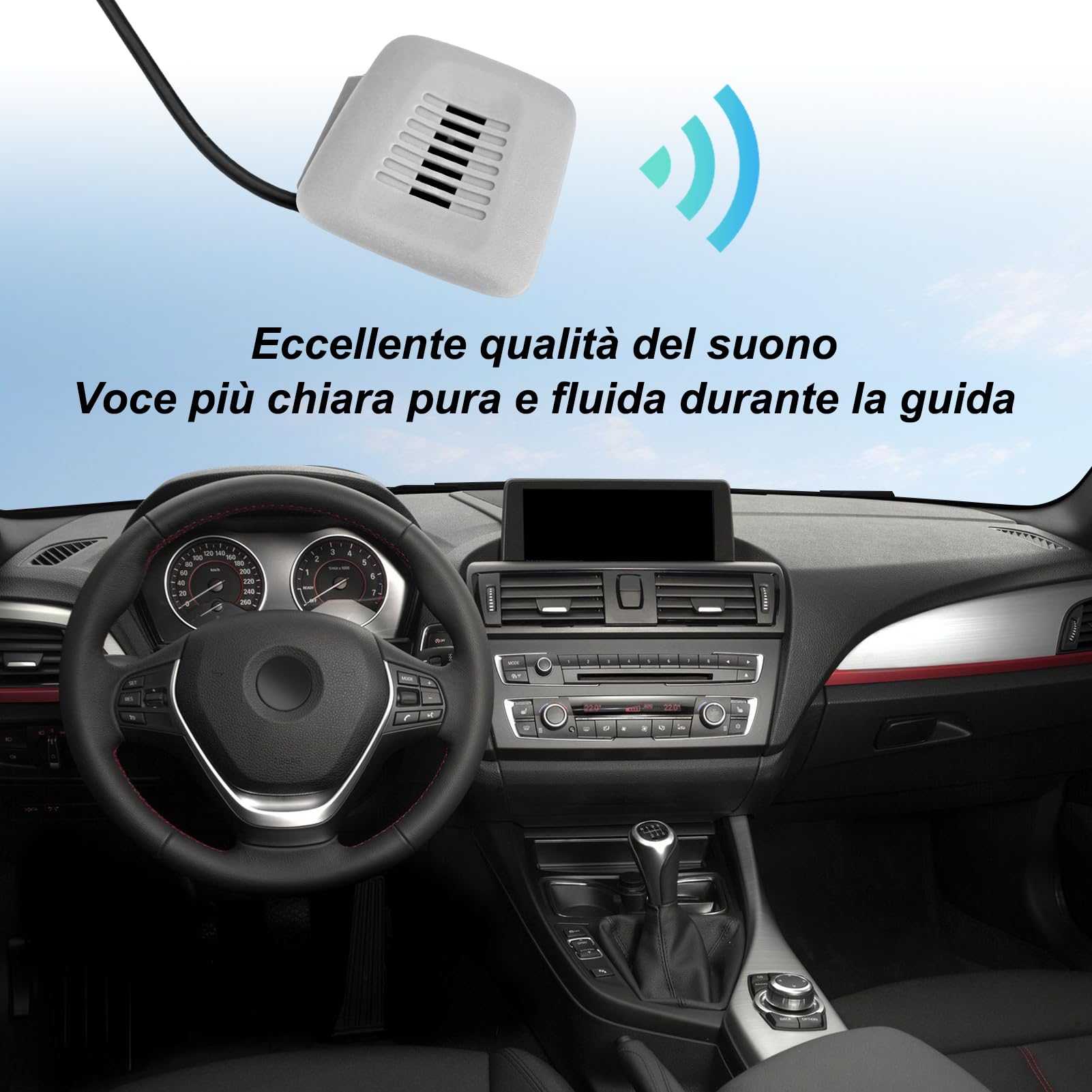SPORTARC Microfono esterno portatile da 3,5 mm per auto, mono, 50 Hz a 20 kHz, facile da installare, nero