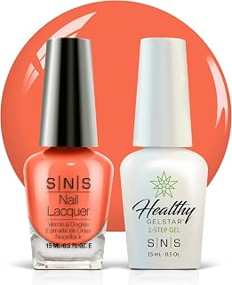 SNS Nail UV Gel and Nail Polish Lacquer Combo, Candy Sprinkles - Hard Rock Candy (Orange) - Long-Lasting Nail Color, Gel & Lacquer Duo Lasts 14 Days - UV Lamp Required - 0.5 Fl Oz