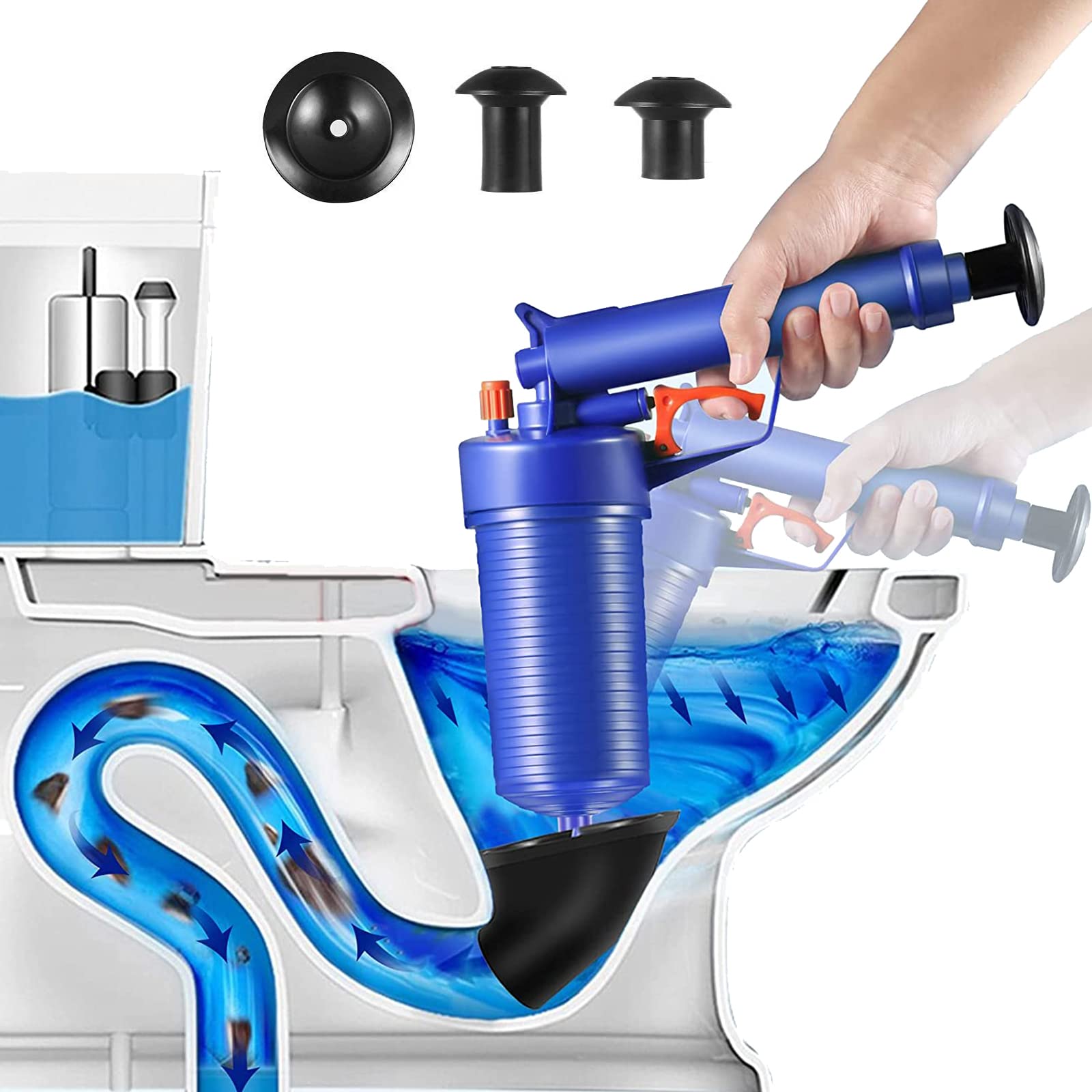 Sturalavandini A Pressione, Stura WC A Pistone Ad Aria Compressa, Igienici Stantuffo Lavello Fogna Dredge Strumento, Drain Blaster Sturatubi per Vasca da Bagno Cucina Bagno Tubo Sewer