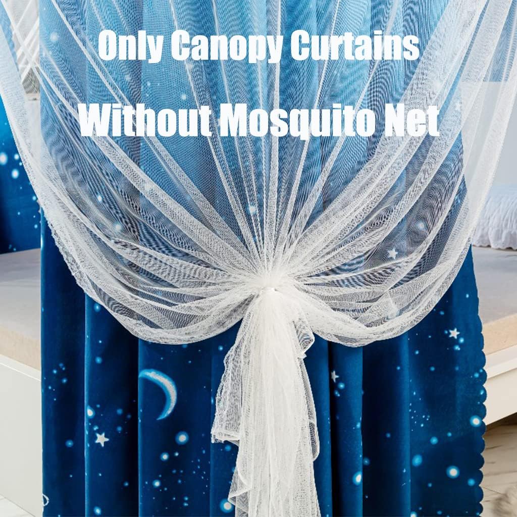 Starry Sky Pattern Princess 4 Corner Post Bed Canopy Curtain Canopy for Girls Boys Bed Adult Bedroom for Twin/Full/Queen/King Size Bed Decoration (Blue&Navy, Queen)