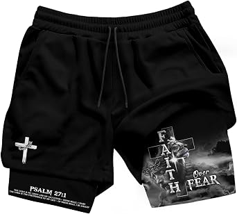 Christian Shorts for Men, Mens Gym Clothes, Work Out Shorts Gym for Men, Mens Shorts with Liner