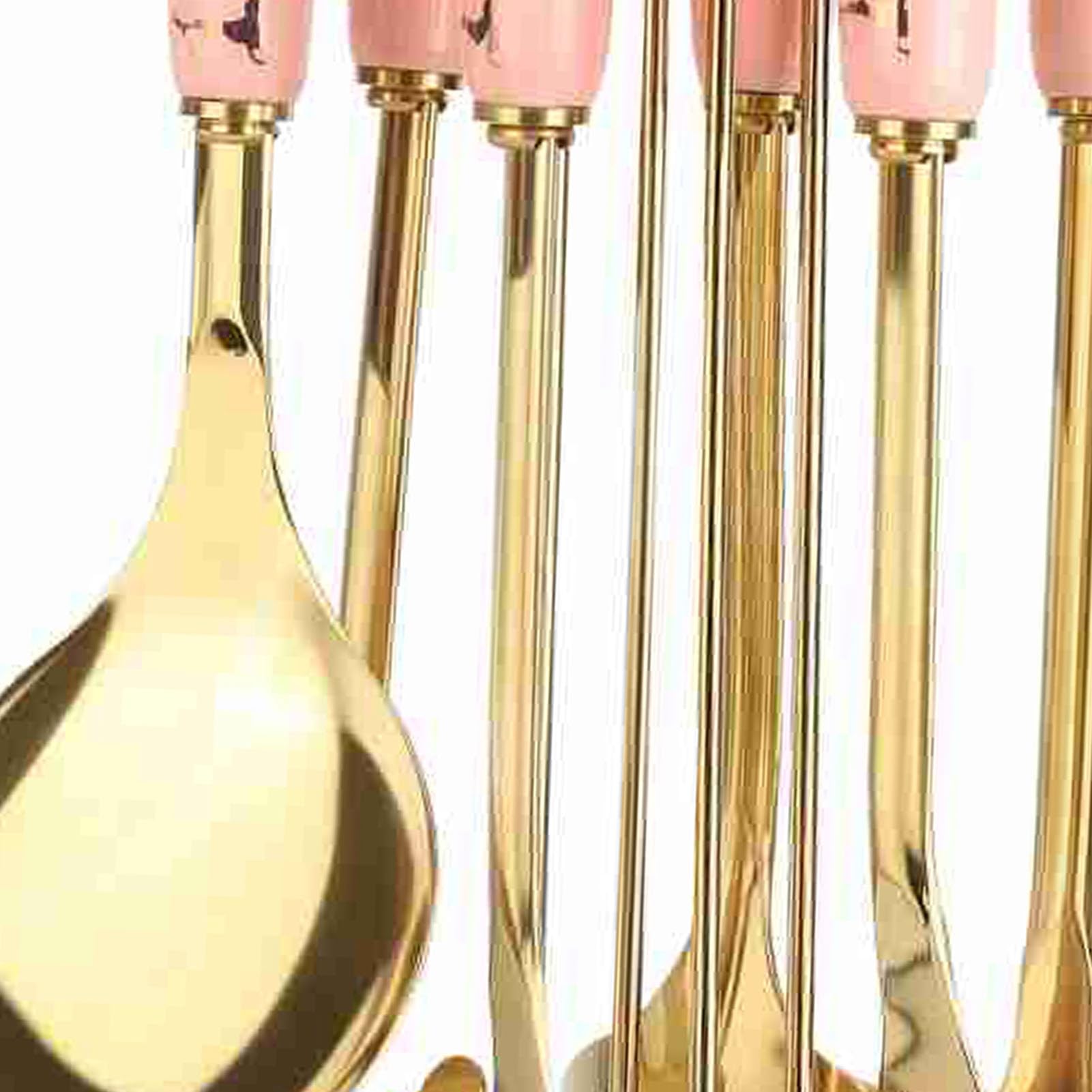 Küchenutensilien-Set, rosafarben und goldfarben, Edelstahl, Keramik, Spatel, Löffel, Nudelgabel, Küchen- und Kochutensilien
