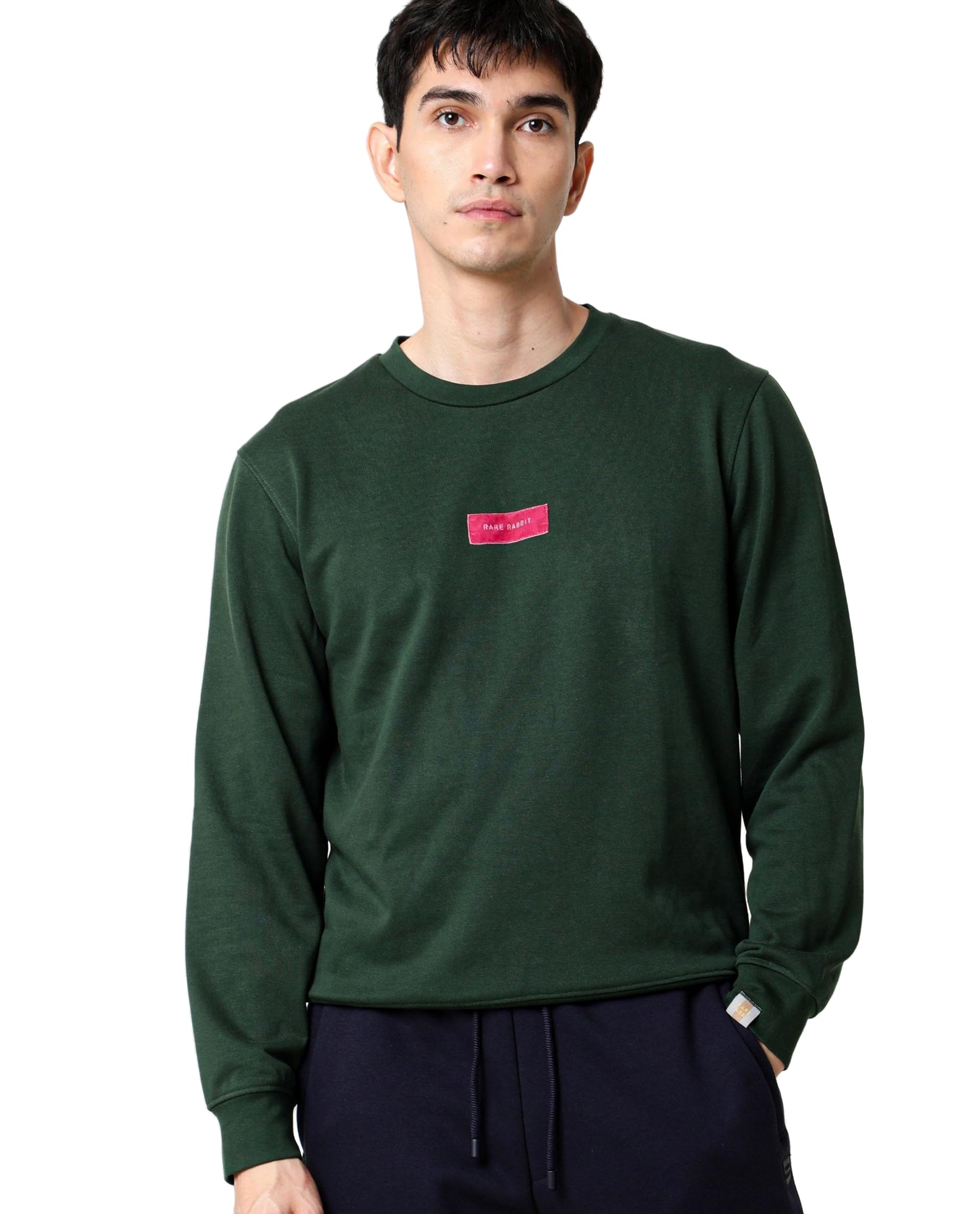 rare rabbit Men's Velveto Regular Fit Solid Cotton Crew Neck Sweatshirt-picture-31