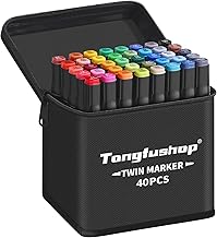 Tongfushop 40 Colors Marker Pens, Alcohol Dual Tips, 2S Quick Dry Permanent Markers with Storage Bag and Spacer for Kids, Adults Sketching, Comics, Coloring