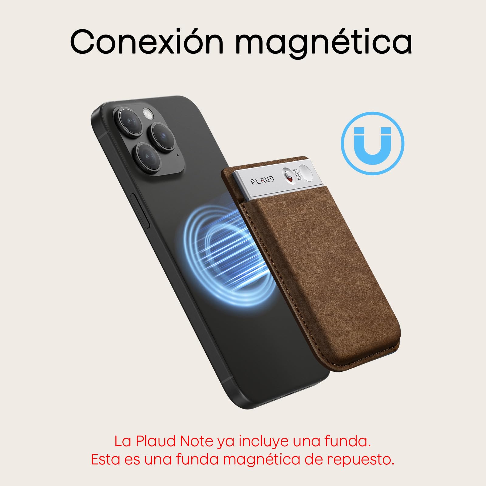 Funda Magnética para Plaud Note Grabadora de Voz IA Solo Compatible con Plaud Note Grabadora Protector Portátil, Marrón