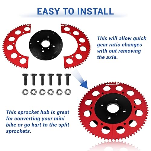Vista 14 de 53T Split Sprocket Adaptador con piñón para Universal Mini Bike Go Kart (Plata)